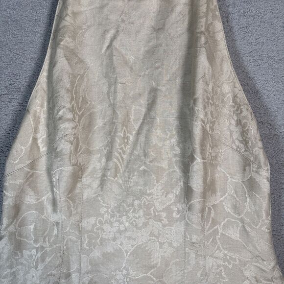 Vintage Geary Roark Kamisato Halter Dress Women's Size 12 Linen Blend Champagne - Picture 5 of 16